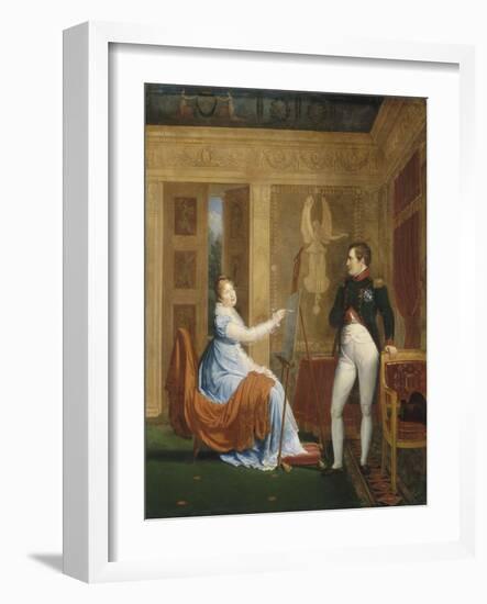 L'impératrice Marie-Louise faisant le portrait de Napoléon Ier-Alexandre Menjaud-Framed Giclee Print