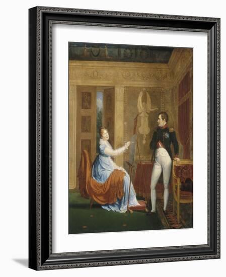 L'impératrice Marie-Louise faisant le portrait de Napoléon Ier-Alexandre Menjaud-Framed Giclee Print