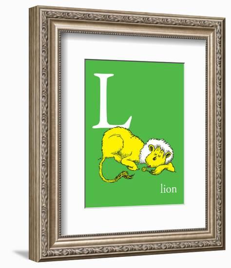 L is for Lion (green)-Theodor (Dr. Seuss) Geisel-Framed Art Print