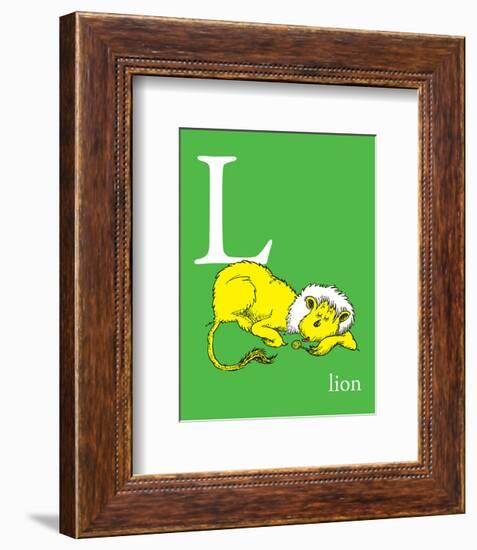 L is for Lion (green)-Theodor (Dr. Seuss) Geisel-Framed Art Print