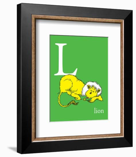 L is for Lion (green)-Theodor (Dr. Seuss) Geisel-Framed Art Print