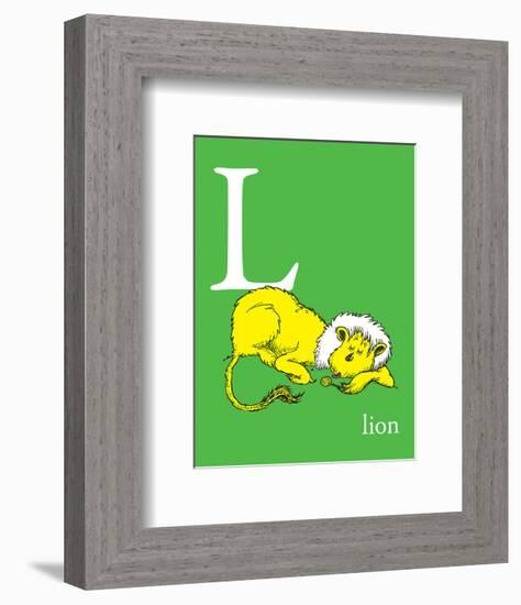 L is for Lion (green)-Theodor (Dr. Seuss) Geisel-Framed Art Print