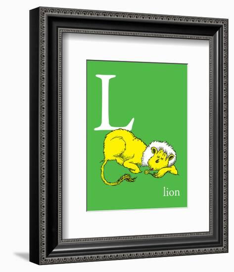 L is for Lion (green)-Theodor (Dr. Seuss) Geisel-Framed Art Print