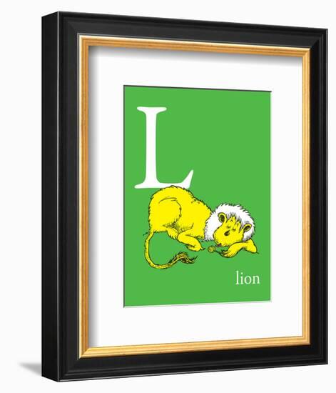 L is for Lion (green)-Theodor (Dr. Seuss) Geisel-Framed Art Print