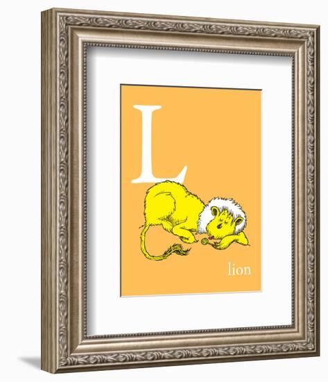 L is for Lion (orange)-Theodor (Dr. Seuss) Geisel-Framed Art Print