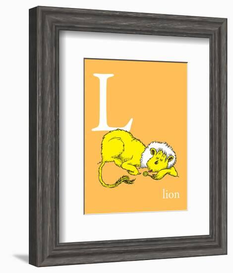 L is for Lion (orange)-Theodor (Dr. Seuss) Geisel-Framed Art Print