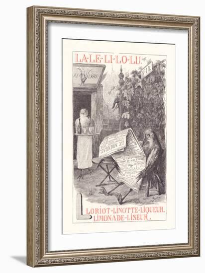 L: LA LE LI LO LU - Loriot - Linotte - Liquor - Lemonade — Eyeliner 1.1879 (Engraving)-Fortune Louis Meaulle-Framed Giclee Print