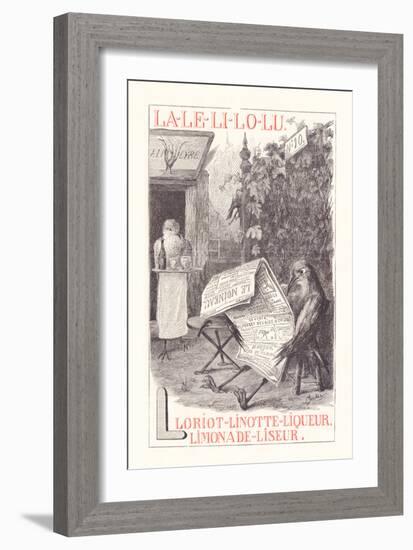 L: LA LE LI LO LU - Loriot - Linotte - Liquor - Lemonade — Eyeliner 1.1879 (Engraving)-Fortune Louis Meaulle-Framed Giclee Print