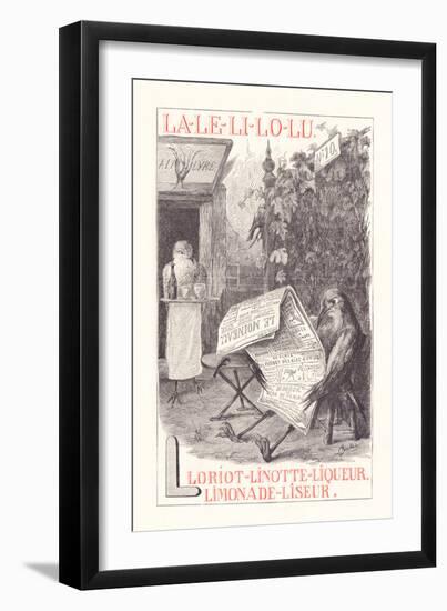 L: LA LE LI LO LU - Loriot - Linotte - Liquor - Lemonade — Eyeliner 1.1879 (Engraving)-Fortune Louis Meaulle-Framed Giclee Print