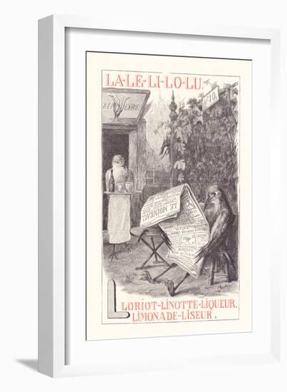 L: LA LE LI LO LU - Loriot - Linotte - Liquor - Lemonade — Eyeliner 1.1879 (Engraving)-Fortune Louis Meaulle-Framed Giclee Print