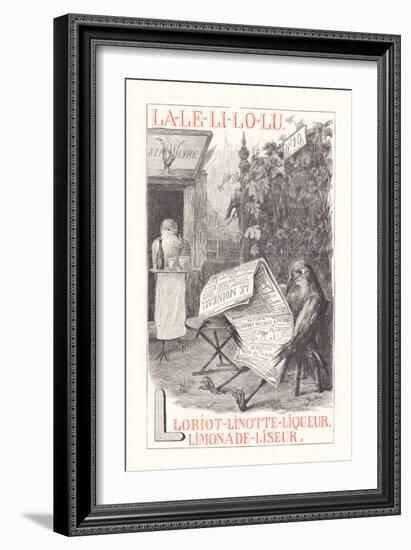 L: LA LE LI LO LU - Loriot - Linotte - Liquor - Lemonade — Eyeliner 1.1879 (Engraving)-Fortune Louis Meaulle-Framed Giclee Print