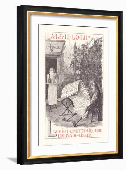 L: LA LE LI LO LU - Loriot - Linotte - Liquor - Lemonade — Eyeliner 1.1879 (Engraving)-Fortune Louis Meaulle-Framed Giclee Print