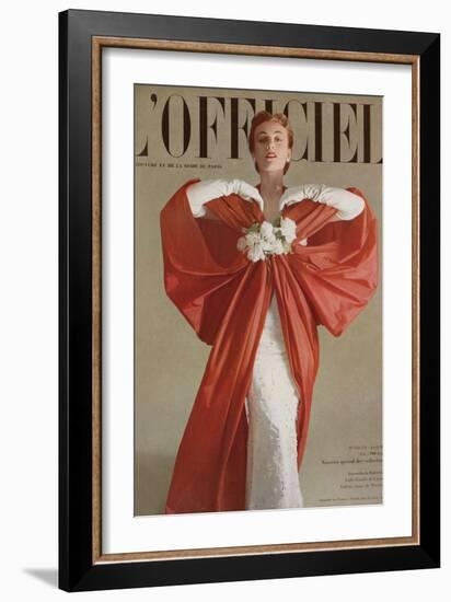 L'Officiel, April 1951 - Ensemble de Balenciaga-Philippe Pottier-Framed Art Print