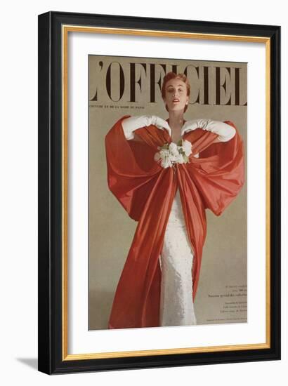 L'Officiel, April 1951 - Ensemble de Balenciaga-Philippe Pottier-Framed Art Print