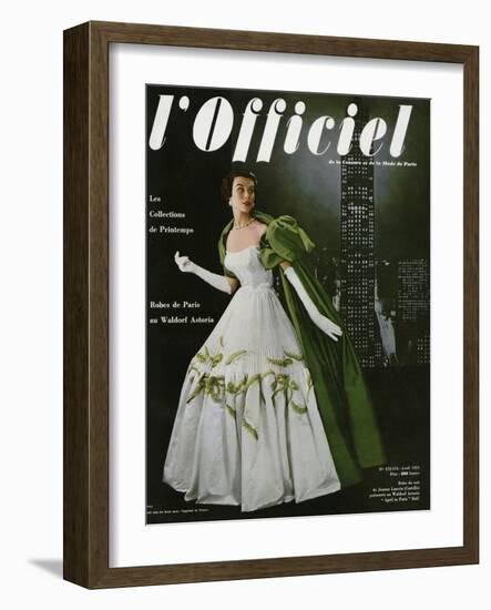 L'Officiel, April 1953 - Robe du Soir de Jean Lanvin (Castillo)-Philippe Pottier-Framed Art Print