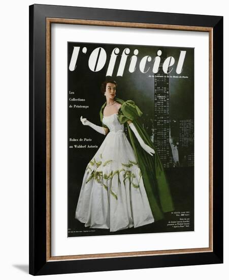 L'Officiel, April 1953 - Robe du Soir de Jean Lanvin (Castillo)-Philippe Pottier-Framed Art Print