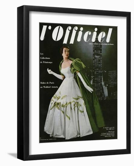 L'Officiel, April 1953 - Robe du Soir de Jean Lanvin (Castillo)-Philippe Pottier-Framed Art Print