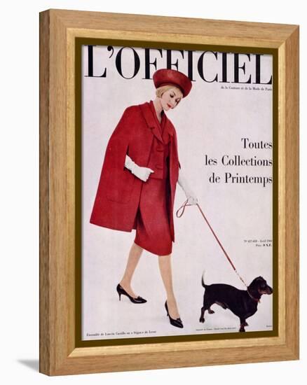 L'Officiel, April 1960 - Ensemble de Lanvin Castillo en Stigaz de Lesur-Philippe Pottier-Framed Stretched Canvas