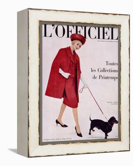 L'Officiel, April 1960 - Ensemble de Lanvin Castillo en Stigaz de Lesur-Philippe Pottier-Framed Stretched Canvas