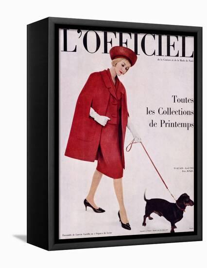 L'Officiel, April 1960 - Ensemble de Lanvin Castillo en Stigaz de Lesur-Philippe Pottier-Framed Stretched Canvas