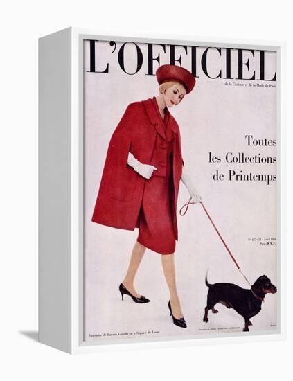 L'Officiel, April 1960 - Ensemble de Lanvin Castillo en Stigaz de Lesur-Philippe Pottier-Framed Stretched Canvas