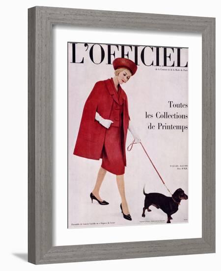 L'Officiel, April 1960 - Ensemble de Lanvin Castillo en Stigaz de Lesur-Philippe Pottier-Framed Art Print