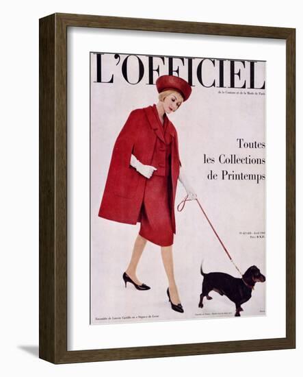 L'Officiel, April 1960 - Ensemble de Lanvin Castillo en Stigaz de Lesur-Philippe Pottier-Framed Art Print