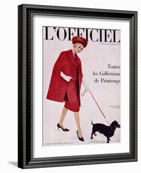 L'Officiel, April 1960 - Ensemble de Lanvin Castillo en Stigaz de Lesur-Philippe Pottier-Framed Art Print