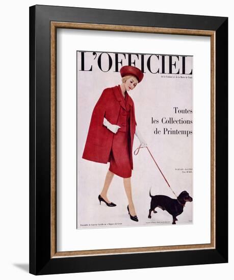 L'Officiel, April 1960 - Ensemble de Lanvin Castillo en Stigaz de Lesur-Philippe Pottier-Framed Premium Giclee Print