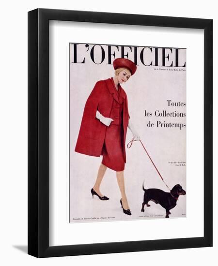 L'Officiel, April 1960 - Ensemble de Lanvin Castillo en Stigaz de Lesur-Philippe Pottier-Framed Premium Giclee Print