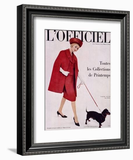 L'Officiel, April 1960 - Ensemble de Lanvin Castillo en Stigaz de Lesur-Philippe Pottier-Framed Premium Giclee Print