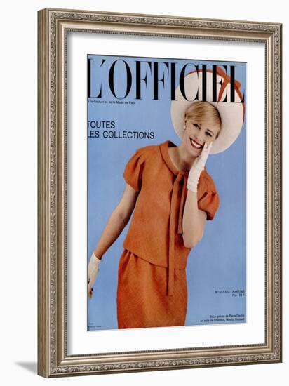 L'Officiel, April 1965 - Deux-Pièces de Pierre Cardin en Toile de Chatillon, Mouly, Roussel-Roland de Vassal-Framed Art Print