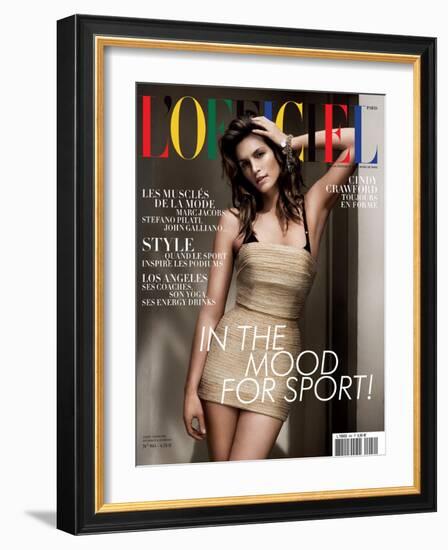 L'Officiel, April 2010 - Cindy Crawford-Paul Wetherell-Framed Art Print