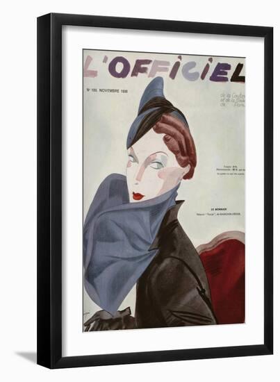 L'Officiel, August 1936 - Marcel Rochas-J. H. Lartogue-Framed Art Print