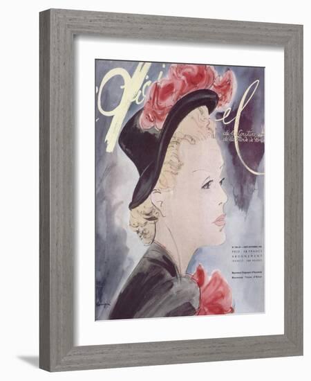 L'Officiel, August-September 1941 - Nouveaux Chapeaux d'Automne, Nouveaux Tissus d'Hiver-Lbenigni-Framed Art Print