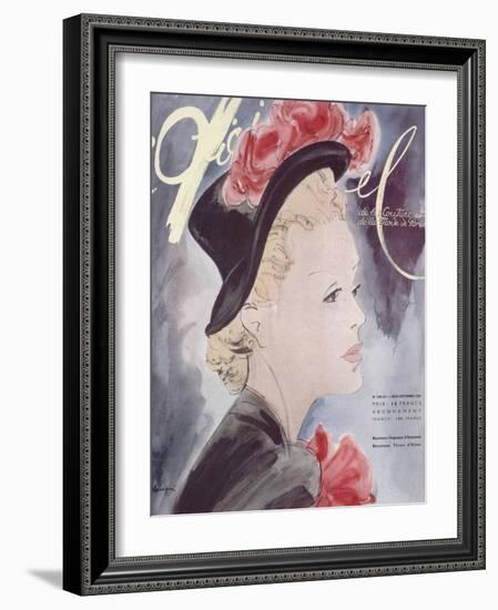 L'Officiel, August-September 1941 - Nouveaux Chapeaux d'Automne, Nouveaux Tissus d'Hiver-Lbenigni-Framed Art Print