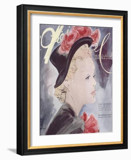 L'Officiel, August-September 1941 - Nouveaux Chapeaux d'Automne, Nouveaux Tissus d'Hiver-Lbenigni-Framed Art Print