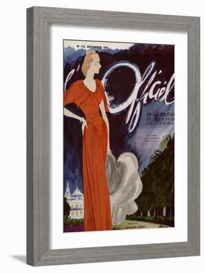 L'Officiel, December 1935 - Madeleine Vionnet-Lbenigni-Framed Art Print