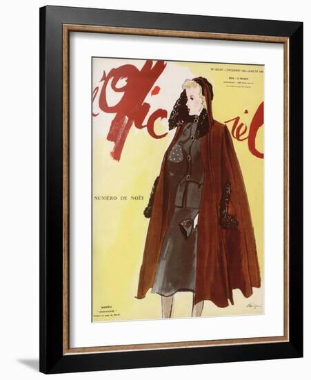 L'Officiel, December 1939-January 1940 - Worth-Lbenigni-Framed Art Print