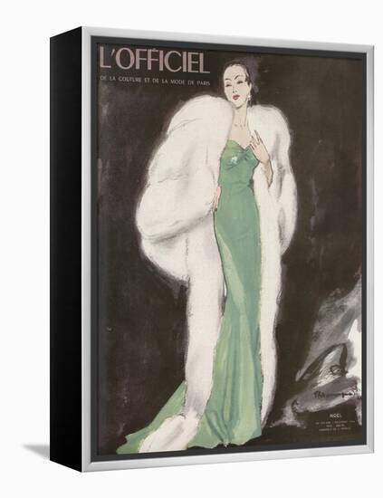 L'Officiel, December 1946 - Ensemble de L. Mendel-Mourgue-Framed Stretched Canvas