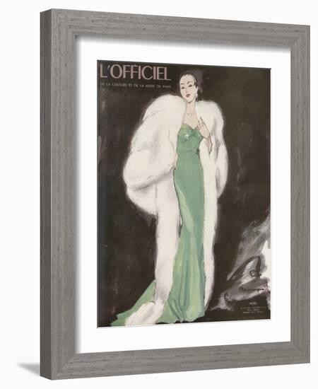 L'Officiel, December 1946 - Ensemble de L. Mendel-Mourgue-Framed Art Print