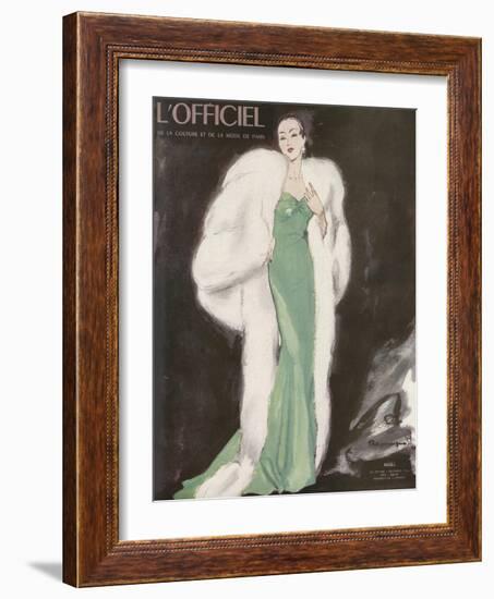 L'Officiel, December 1946 - Ensemble de L. Mendel-Mourgue-Framed Art Print