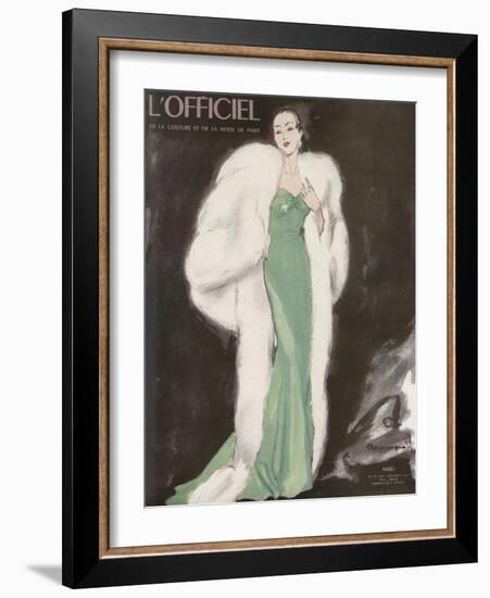 L'Officiel, December 1946 - Ensemble de L. Mendel-Mourgue-Framed Art Print