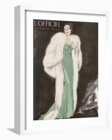 L'Officiel, December 1946 - Ensemble de L. Mendel-Mourgue-Framed Art Print