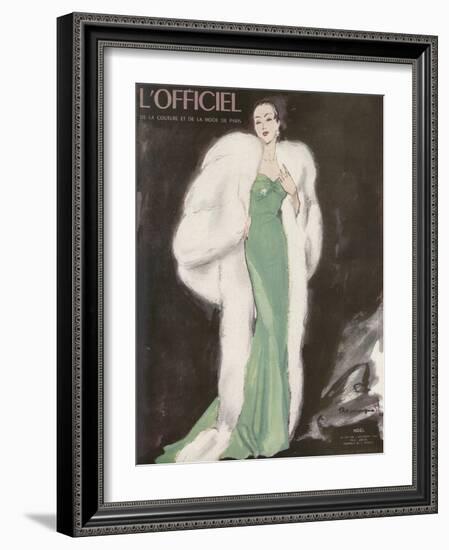 L'Officiel, December 1946 - Ensemble de L. Mendel-Mourgue-Framed Art Print