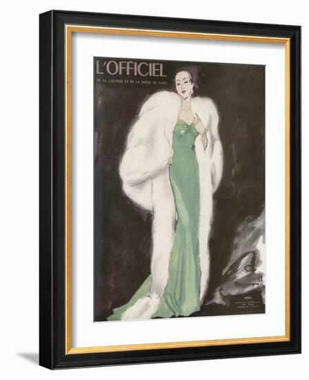 L'Officiel, December 1946 - Ensemble de L. Mendel-Mourgue-Framed Art Print