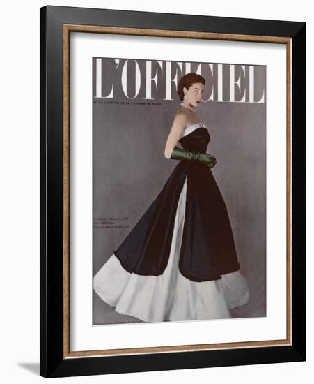 L'Officiel, December 1950 - Robe du Soir de Jacques Fath-Philippe Pottier-Framed Art Print
