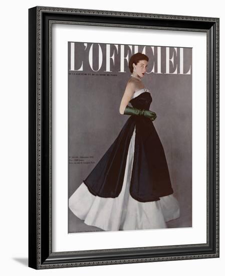 L'Officiel, December 1950 - Robe du Soir de Jacques Fath-Philippe Pottier-Framed Art Print