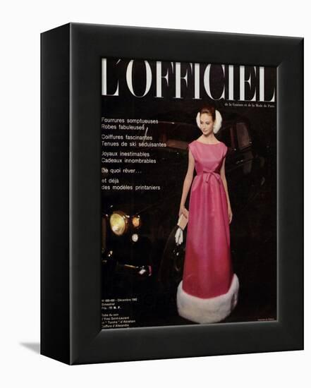 L'Officiel, December 1962 - Robe du Soir d'Yves Saint-Laurent en Tundra d'Abraham-Roland de Vassal-Framed Stretched Canvas