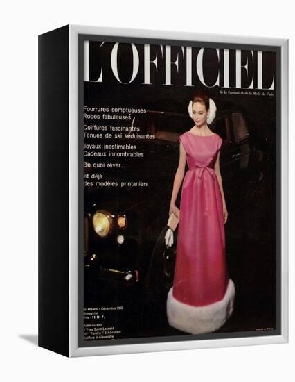 L'Officiel, December 1962 - Robe du Soir d'Yves Saint-Laurent en Tundra d'Abraham-Roland de Vassal-Framed Stretched Canvas